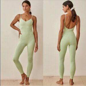 NWT Reformation Emmy Ecostretch Jumpsuit Limon Workout Open Back